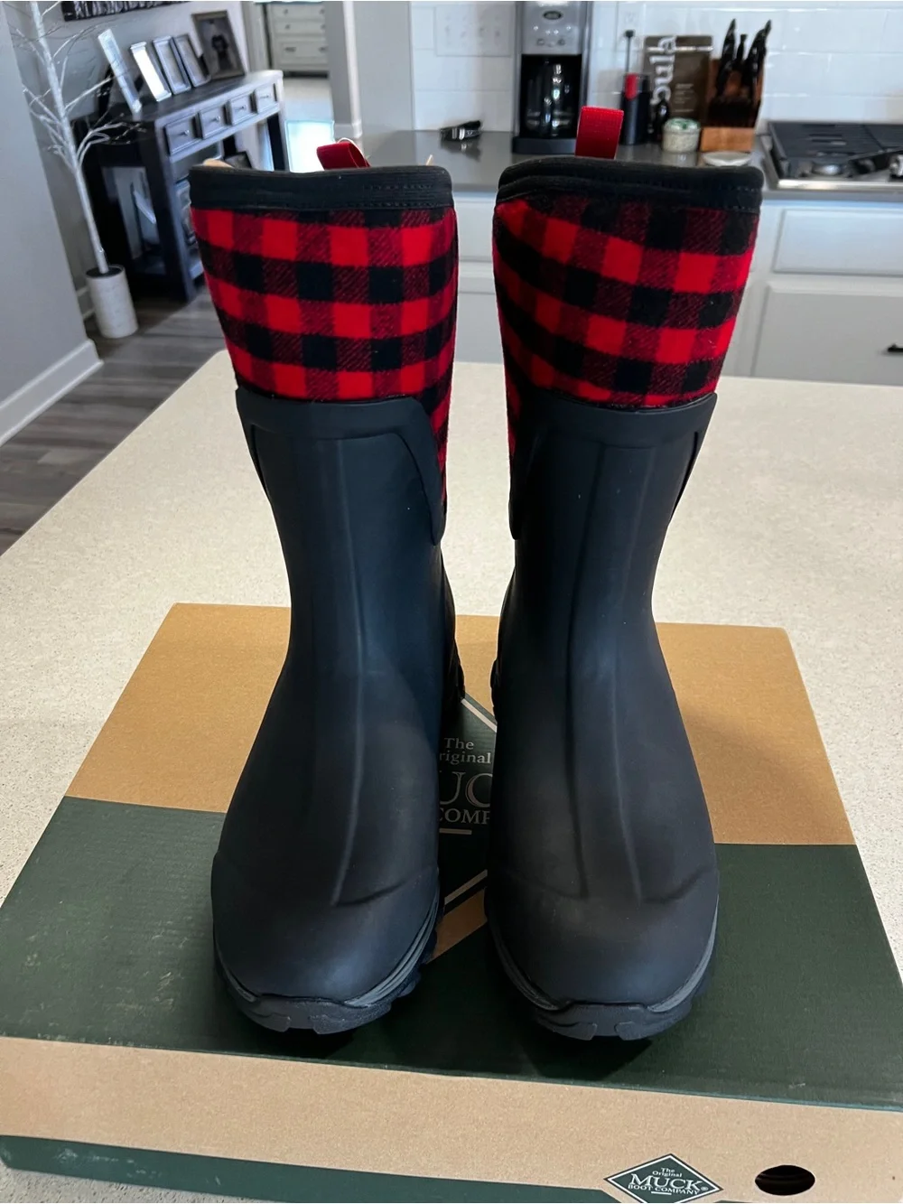 Muck Boot Company Women's Black & Red Plaid Winter Rain Boots